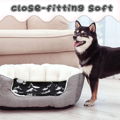 Tatuo 12 Pieces Black Dog Blankets for Small Dogs Puppy Fleece Blanket Bulk Warm Felt Throw Spring Cute Paw Print Puppy Kitten Sleep Mat Pad Soft(Classic Style)