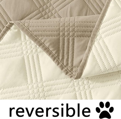 hyha Waterproof Dog Blanket, Reversible Pet Bed Blanket, Soft Sofa Couch Cover for Dogs Washable, Waterproof Pet Couch Covers for Sofa Puppy Cats Furniture Protector(68"x82", Taupe/Beige)