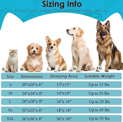 Extra Large Dog Beds, 36 Inch Human Dog Anxiety Relief Comfort Bed, Indestructible & Chew Proof Pet Beds (Light Blue)