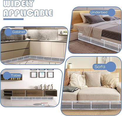 12 Pcs Under Couch Blocker for Bed Adjustable Furniture Plastic Under Bed Blocker with 30 Ties White Couch Barriers for Dogs Pets Cats (Style3)