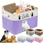 Personalized Dog Cat Toy Storage Basket with Photo & Name, Custom Collapsible Pet Organizer Bin with Handles for Toys, Clothes, Blankets & Pet Supplies