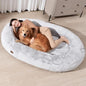 Giant Human Sized Dog Bed for Adults and Pets, 74"x50"x12" Pressure Relieving Memory Foam for Ultimate Comfort, Waterproof & Machine Washable Cover, Family Bedroom Lounger, Grey White
