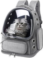 Cat Backpack Carrier, Breathable Cat Bubble Backpack Large Space Cat Carrier Backpack for Kitty Small Dog, Foldable Airline Approved Cats Backpack, Transparent Pet Travel Backpack Up to 20 lbs (Grey)