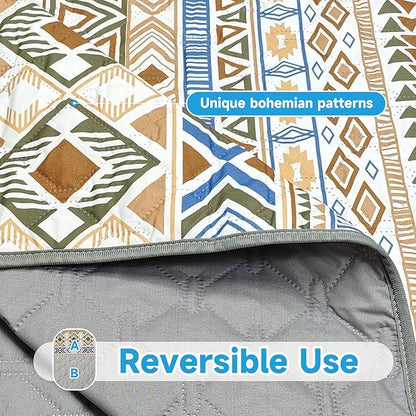 Waterproof Dog Blanket, Bohemian Dog Bed Cover Pet Blanket, Reversible Sofa Couch Cover for Dogs Washable, Protect Furniture Bed Couch Sofa for Puppy Cat (Beige Medallion, 68×82 Inch)