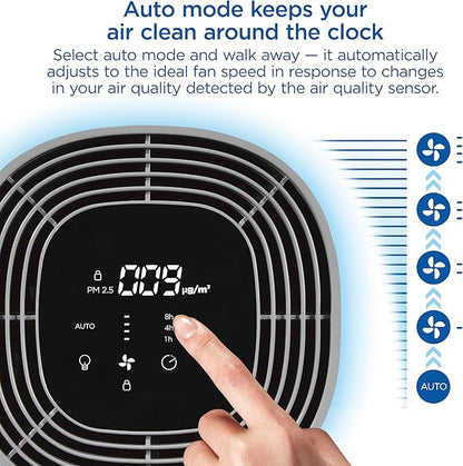 Clorox HEPA Air Purifiers for Home, True HEPA Filter, Medium Rooms Up to 1,000 Sq Ft, Removes 99.9% of Mold, Viruses, Wildfire Smoke, Allergens, Pet Allergies, Dust, AUTO Mode, Whisper Quiet
