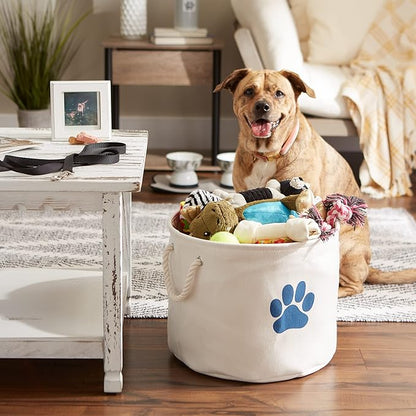 Bone Dry Pet Storage Collection Collapsible Bin, Medium Round, Off-White
