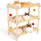 Large 3-Layer Cat Hammock Bed, 24"x15.7"x26.8" Elevated Cat Bed with Pine Wood Frame, Breathable Washable Covers, Wooden Pet Furniture for Indoor Cats and Small Animals (Orange, 3-Tier)