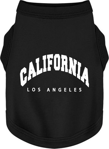 Discover Cozy Cotton Canine Wear: Soft, Lightweight, and Breathable Dog Shirt Vest with Eye-Catching Graphics(California), Keeping Your Furry Friend Warm and Comfy! Black XS