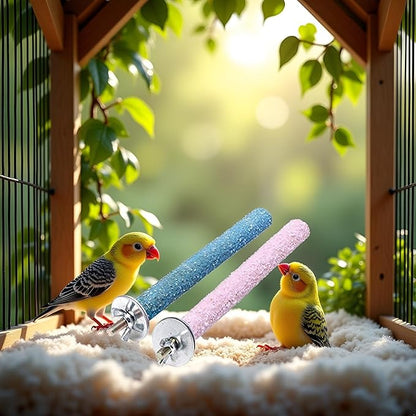 1Pc Color Random Bird Perch Stand Toy Wood Parrot Perch Stand Grinding Claw Sticks Sanded Surface Cage Toy for Parakeets Finches Parakeet Toys