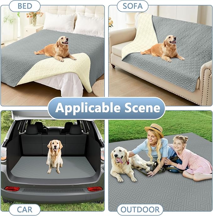hyha Waterproof Dog Blanket, Soft Dog Bed Cover Pet Blankets, Waterproof Sofa Couch Cover for Dogs Washable, Reversible Pet Couch Covers for Sofa Furniture (52x82 Inch, Grey/Beige)