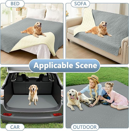 hyha Waterproof Dog Blanket, Soft Dog Bed Cover Pet Blankets, Waterproof Sofa Couch Cover for Dogs Washable, Reversible Pet Couch Covers for Sofa Furniture (30x70 Inch, Grey/Beige)