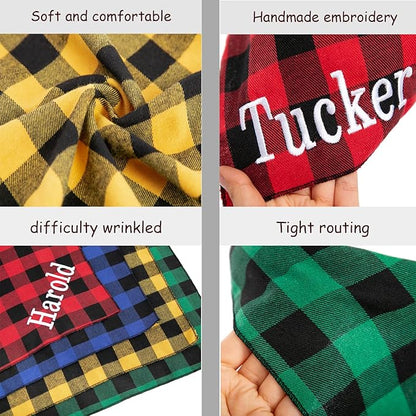 Personalized Dog Bandana Embroidered Name Custom Neckwear Dog Scarf Triangle Bibs Kerchief Pet Costume Accessories for Small Medium Large Dogs Cats Pets Birthday Gift