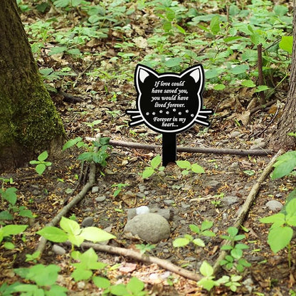 Unittype Pet Grave Marker Memorial Gifts Pet Loss Stake Memorial Plaques for Outdoors Garden Decoration Waterproof Acrylic Grave Marker Cemetery Black Sympathy Garden Stake(Cat)