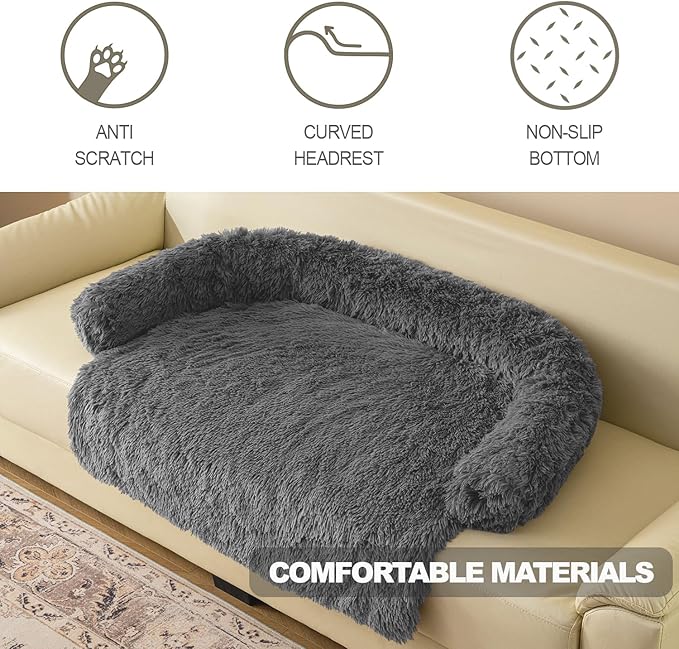 Tinaco Luxurious Calming Dogs/Cats Bed Mats, Dog Pad Washable Removable Couch Cover, Plush Long Fur Mat for Pets, Waterproof Lining, Perfect for Small, Medium and Large Dogs and Cats (Beige, 31"x23")