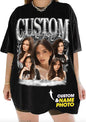 NAZENTI Custom Bootleg Rap Tee, Custom T-Shirts with Picture, Retro Custom Bootleg, Valentine's Gifts for Him Her