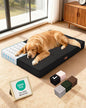OhGeni Orthopedic Waterproof Dog Bed for Large Dogs, Machine-Washable Removable Cover in Easy-Clean Fabric, High Density Foam & Easy-Carry Handle, Suitable for Crate, 41 inch (Black)
