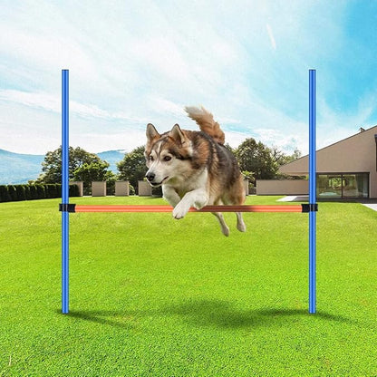 PAWISE Dog Agility Training Equipment, Pet Training Hurdles & Weave Poles Set with Adjustable Jump Bar, Outdoor Dogg Obstacle Course for Backyard Exercise, Portable Dog Agility Kit with Carry Bag