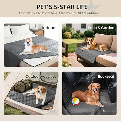 gogobunny 3X Stronger Waterproof Pet Blanket, Scratch Proof Furniture Protector for Dogs Cats, Reversible Cover 82x120 Inch, Dark Grey
