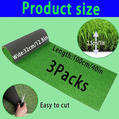 Artificial Grass，3 Rolls 12.8 x 40x1in,Rug Realistic Indoor Outdoor Rug for Dogs, with Drain Holes, Fake Grass Dog Pet Turf Mat for Garden Lawn Landscape Patios.