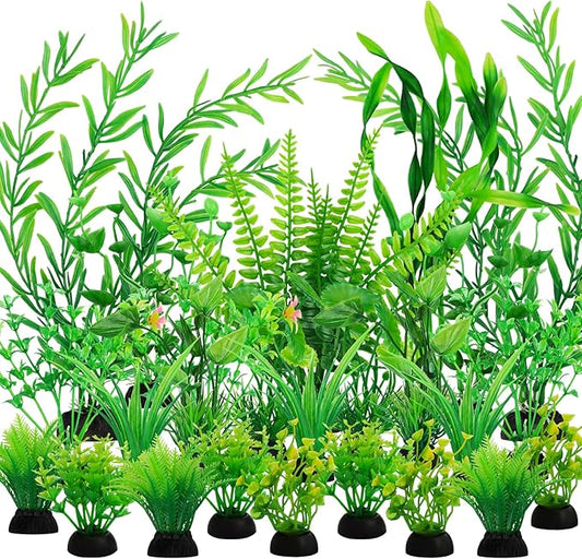 Fish Tank Accessories Aquarium Decorations Green Plants, 25pcs Green Fish Tank Decorations Plant, Aquarium Decor Plastic Plants