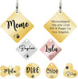 Ultra Joys Dog ID Tag, Custom Dog Tag Personalized Cat Tag, Pet ID Tag, Brushed Stainless Steel Diamond Dog Tag Gold Large