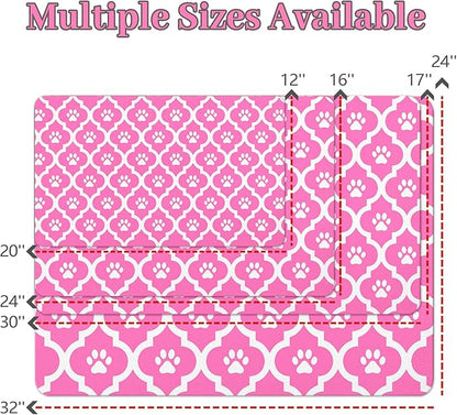 Dog Food Mat 24X32 Inch Pet Feeding Absorbent Mats for Floor Cat Water Bowl Placemats Non-Slip Washable Dog Mat for Food and Water