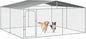 PawHut Outdoor Dog Kennel, Heavy Duty Dog Run Outdoor Fence with Waterproof Cover, Galvanized Chain Link, Secure Lock, for Large Breeds, Chickens, Ducks, 15' x 15' x 7.5'