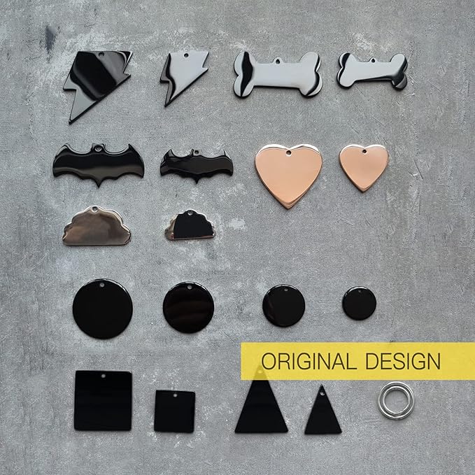 316 Surgical Grade Stainless Steel Personalized Dog & Cat ID Tags - Engraved Name or Text for Pet Collar Accessories, Original Funny Shapes (Triangular)
