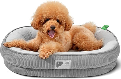 Orthopedic Small Dog Bed,Dog Sofa with Egg Crate Foam Couch Bed with Four-Sided Bolster, Removable Cover & Non-Slip Bottom Grey S