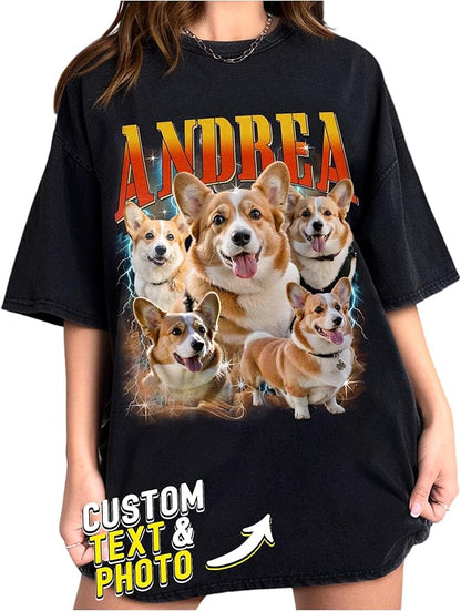Custom Bootleg Rap Tee, Personalized Girlfriend Vintage Graphic T-Shirt, Photo Shirt, Valentine Birthday Gifts