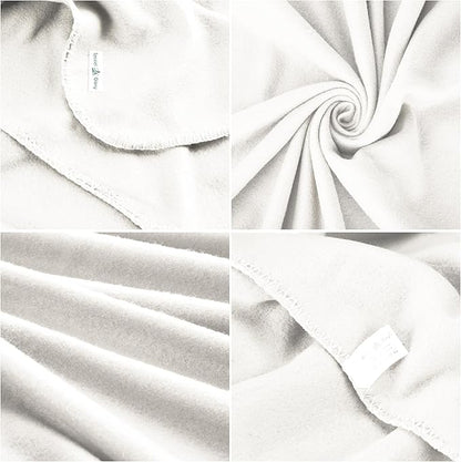 Fleece Throw Blankets Bulk Fleece Blankets Solid Wholesale Lightweight Warm Soft for Pet Bed Sofa Couch Office Wedding Gifts Travel Seasons White 50x60 Inches Pack of 6