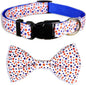 4th of July Dog Collar and Bow Tie Set Adjustable Pet Collar for Small Medium Large Dogs Independence Day Dog Accessories for Boys & Girls Red White Blue USA Theme