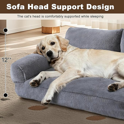 Cat Beds for Indoor Cats, Cat Couch Bed, Cute Cats Sofas for Medium Pets, Dog Sofas & Chairs with Removable Washable Cover, Plush Soft Pet Furniture for 35lbs Medium Dogs & Cats(Light Gray)