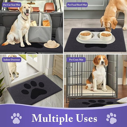 Buganda Dog Door Mat for Muddy Paws, Absorbent Dirt Trapper Non Slip Indoor Doormats, Washable Low-Profile Mat for Mud Dogs, Entryway Carpet for Inside Floor (48x30 Inches, Black)