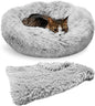 Whiskers & Friends Cat Bed, Cat Beds for Indoor Cats Washable, Orthopedic Soft Fluffy Round Calming Pet Bed for Small to Large Kitty Kittens & Dogs, Small Dog Beds & Furniture - with Blanket