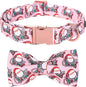 Christmas Dog Collar, Pink Christmas Santa Claus Dog Collar Bow Tie Pet Collars with Bow Adjustable Pet Collars with Premium Metal Buckle Dogs Necklace for X-Large Girl Dogs