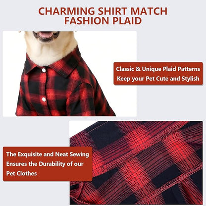 Koneseve Dog Shirt, Pet Plaid Clothes Shirt T-Shirt, Sweater Bottoming Shirt for Small Dog Cat Puppy Grid Adorable Wearing Stylish Cozy Halloween,Christmas Costumes (Red;XL/Extra Large)