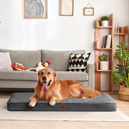 EHEYCIGA Orthopedic Medium XL XXL Dog Beds for Medium Large Extra Large Dogs with Removable Washable Cover for Crate,Grey, 36 * 27 * 3.5 inches