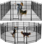 Heavy Duty Dog Playpen: 16 Steel Panels 47" Height, Square Steel Pipe with Reinforced Crossbars, 36FT 103 Sq.ft Portable Fence for Yard RV Camping, Snowy Black
