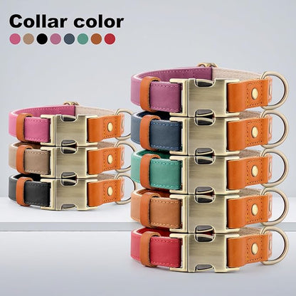 Plutus Pet Genuine Leather & Hemp Dog Collar – Adjustable Heavy Duty Pet Collar with Quick Release Metal Buckle, Soft & Stylish for Puppy and Small, Medium, Large Dogs (Red, S)