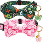 2 Pack Cotton Cat Collar with Bow Tie and Bell for Male Female Cats,Soft Fancy Breakaway Kitty Kitten Collar with Ghost& Pumpkin Patterned Design for Boy Girl Cats. (Butterfly&Flower)