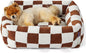 LE SURE Cute Dog Bed for Small Dogs - Washable Puppy Beds,Cozy Rectangle Orthopedic Pet Sofa with Jacquard Shaggy Plush & Anti Slip Bottom,25x21x7inches