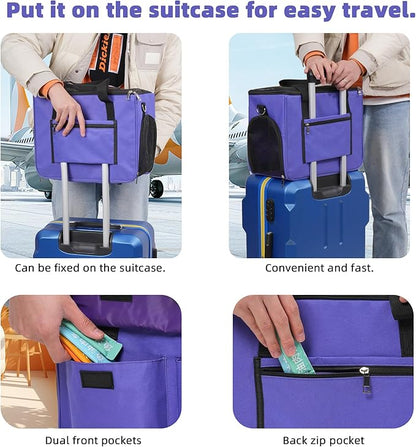 Cat & Dog Carrier for Pets Up to 15 Lbs, Airline Approved Soft-Sided Collapsible Pet Carrier for Cats & Dogs, Cat Carrier with Breathable Mesh, Padded Interior – Ideal for Car Rides, Daily Use(purple)