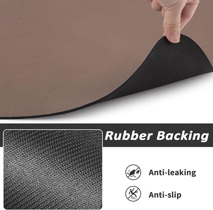 Dog Food Mat - Absorbent Cat Mat for Food and Water, No Stains Pet Feeding Bowl Mat, Easy to Clean Pet Placemats, Quick Dry Dog Water Dispenser Mat for Messy Drinkers | Paw Brown 12"x 19"