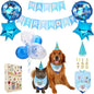 Dog & Cat Birthday Party Decorations Set Include Bandana, Adjustable Hat, Balloons, Happy Birthday Banner for Male and Female. Available for Small & Medium & Large Breeds (Blue)