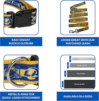 NFL PET Collar Los Angeles Rams Dog Collar, Medium Football Team Collar for Dogs & Cats. A Shiny & Colorful Cat Collar & Dog Collar Licensed by The NFL