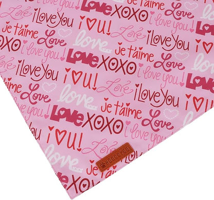 ADOGGYGO Valentine Dog Bandanas 2 Pack, Reversible Heart Love Print Puppy Scarf, Premium Fabric, Adjustable Fit Pink Red Valentine Bandanas for Small Dogs (Small)