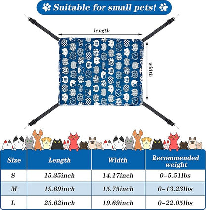 2 Pieces Reversible Cat Hanging Hammock Soft Breathable Pet Cage Hammock with Adjustable Straps and Metal Hooks Double-Sided Hanging Bed for Cats Small Dogs Rabbits, Medium