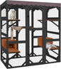 Aivituvin Catio Outdoor Cat Enclosure with Scratch Post, Hammock, Large Window Cat House for 2-6 Mulitiple Cats Walk in Kitty Cage with Tarp Roof 70" Black