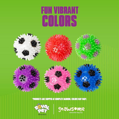 Gnawsome 2.5” Squeak & Light Soccer Ball Dog Toy - Small, Promotes Dental and Gum Health for Your Pet, Colors will vary, 2.5" for All Breed Sizes